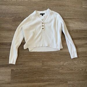 Banana Republic Cream Ribbed V-Neck Blouse